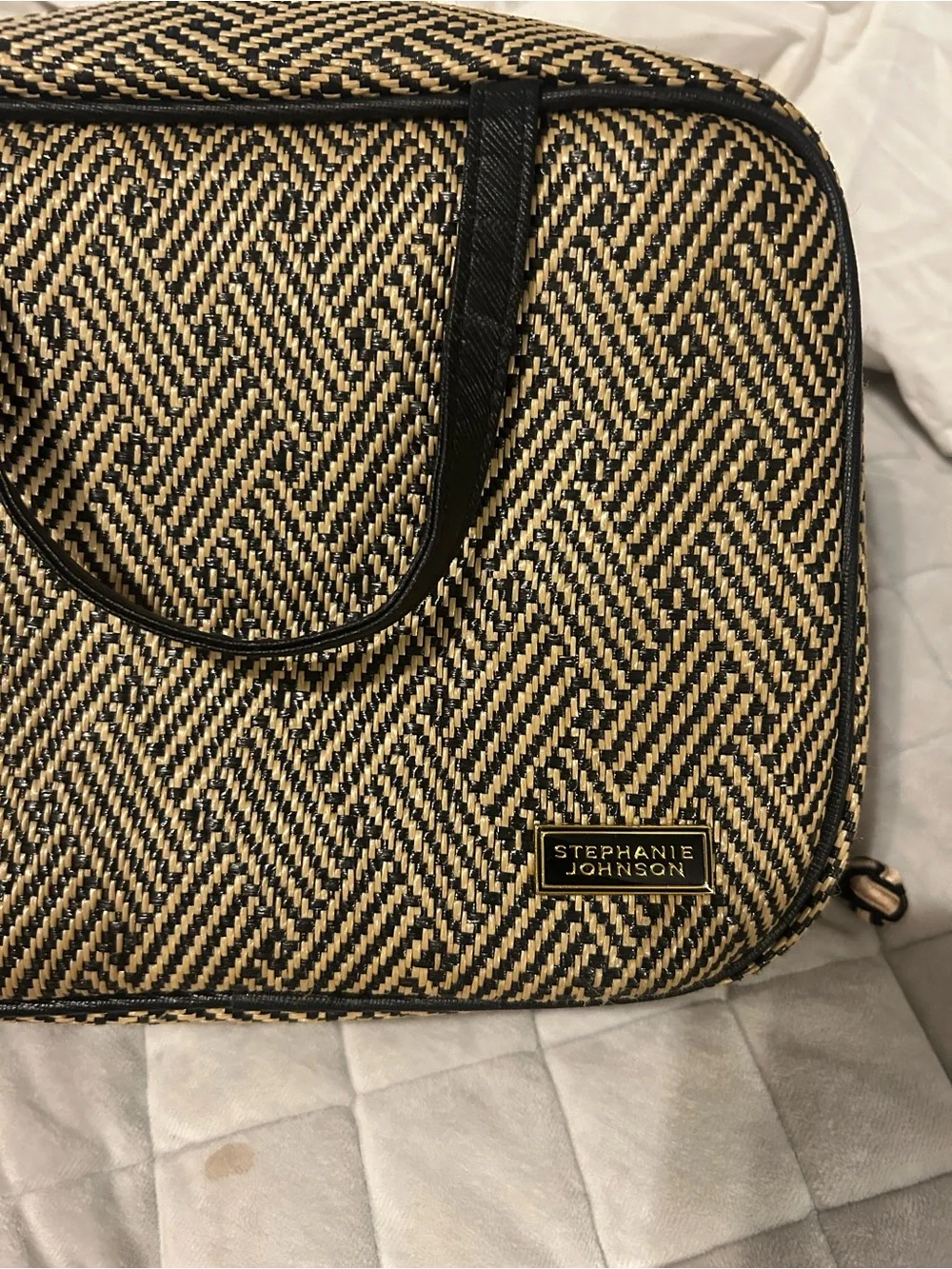 Stephanie Johnson Black and Natural Woven Cosmetic Case